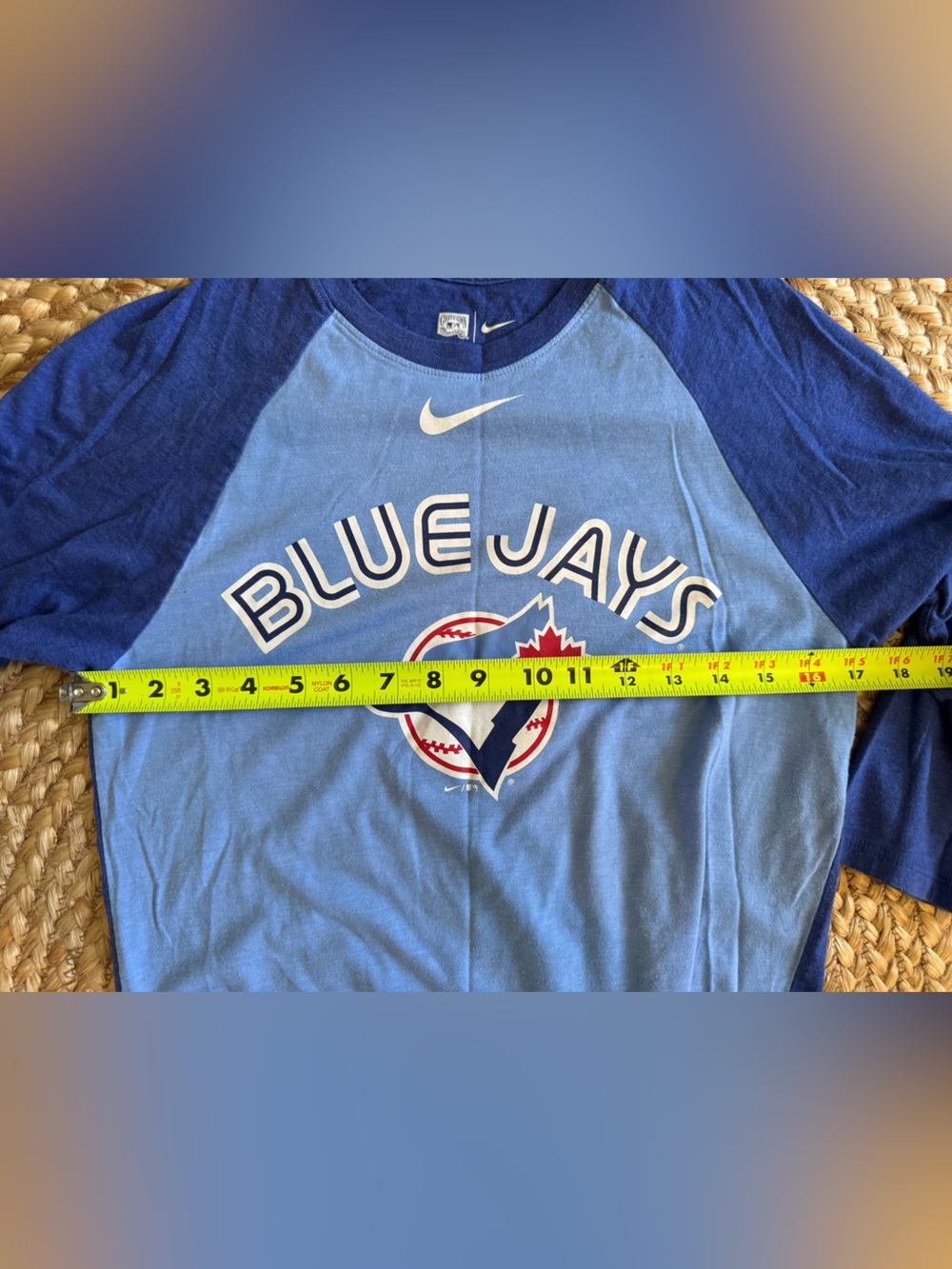 Nike Light Blue and Royal Blue Blue Jays Raglan Tee - Picture 7 of 8